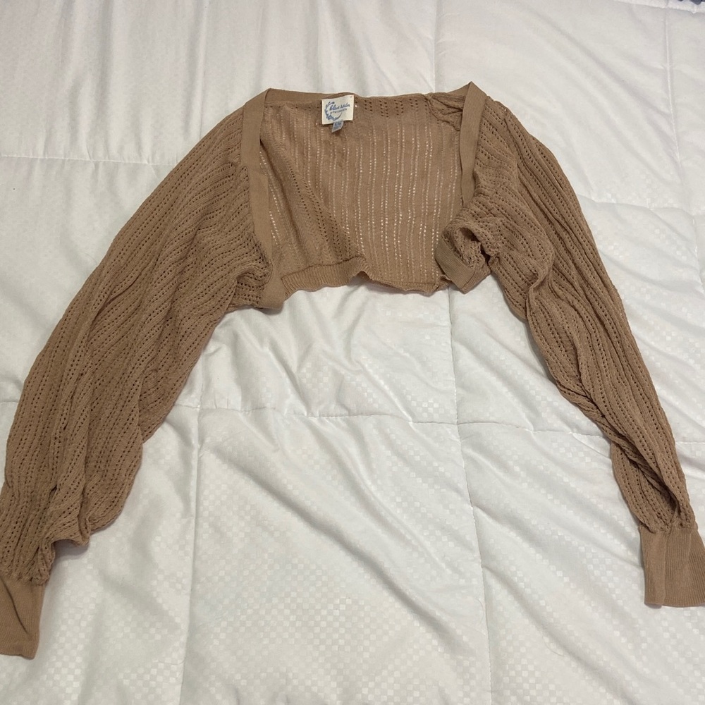 Chico's Tan Open-Knit Shrug